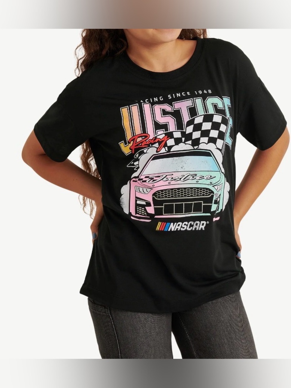Justice Girl's NASCAR X Justice Collab Oversized Tee,